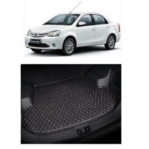 7D Car Trunk/Boot/Dicky PU Leatherette Mat for Etios  - Black